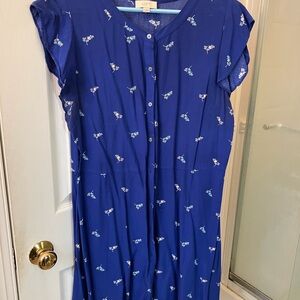 Loft Blue Floral Button-Down Dress